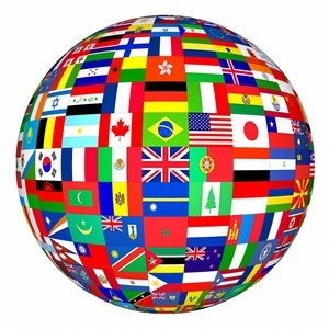 Globe with flags