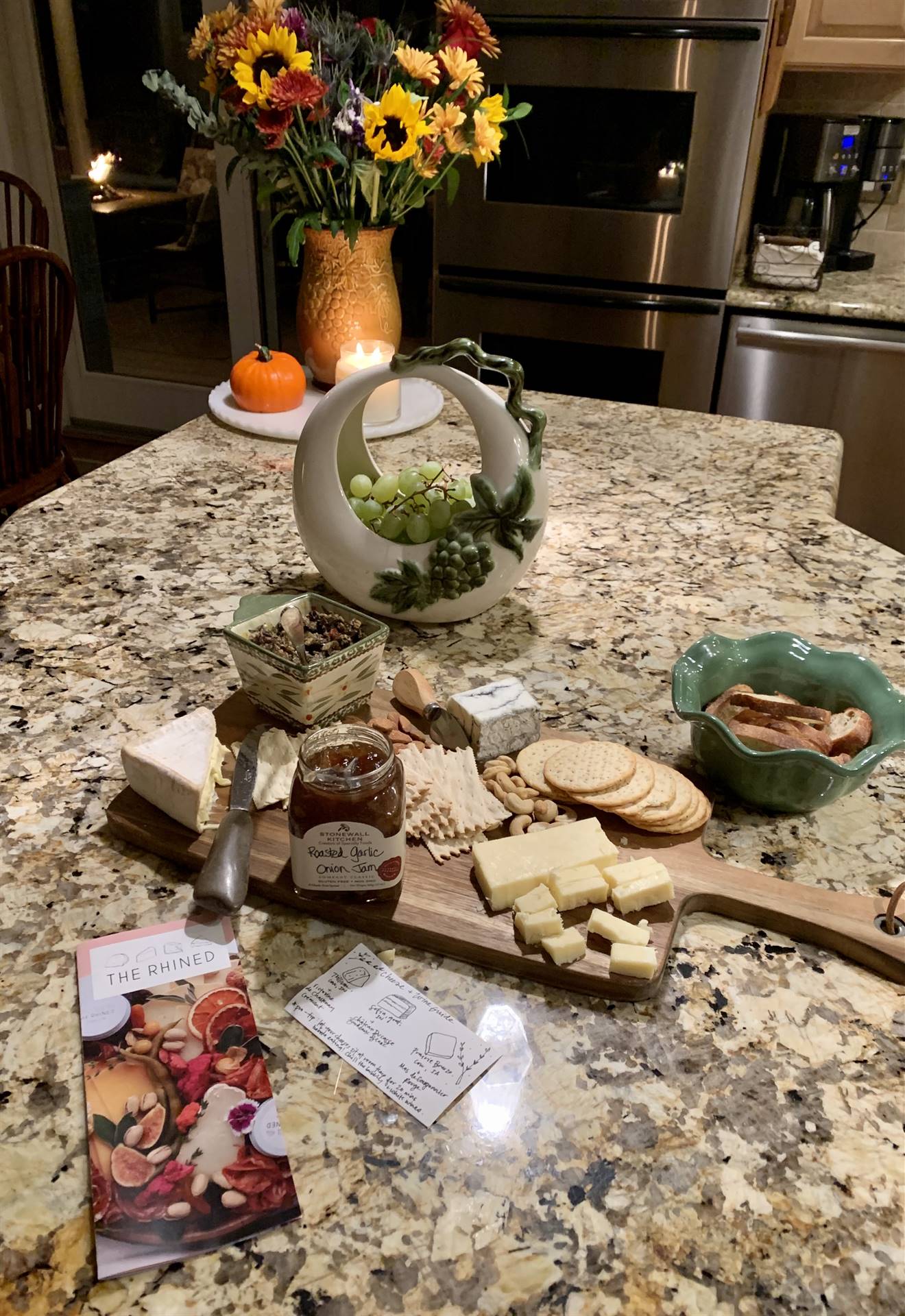 display of cheese and wine