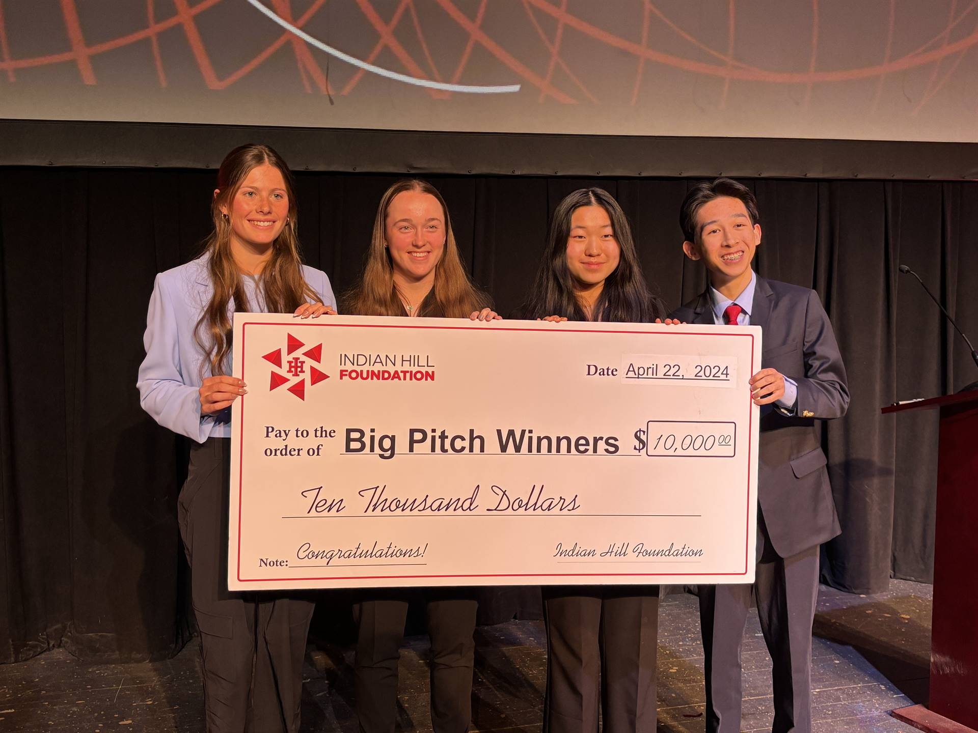 Big Pitch winners with check